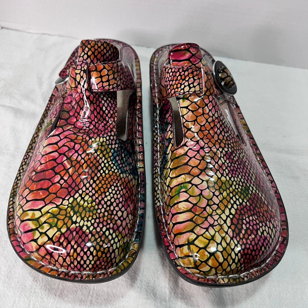 Alegria PG Lite Comfort Clogs Shoes Women's 10.5 Pink Snakeskin Retired ALG716